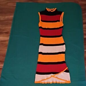 Striped Sleeveless Knit Sweater Dress